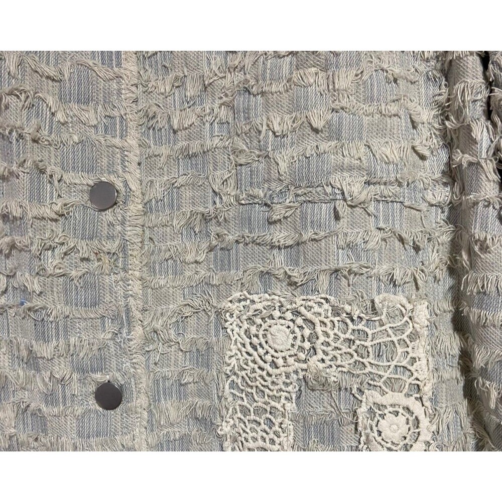 Bluevelvet shacket BLUE VELVET button down shirt tweed lace blue 100% cotton NEW - Picture 11 of 11